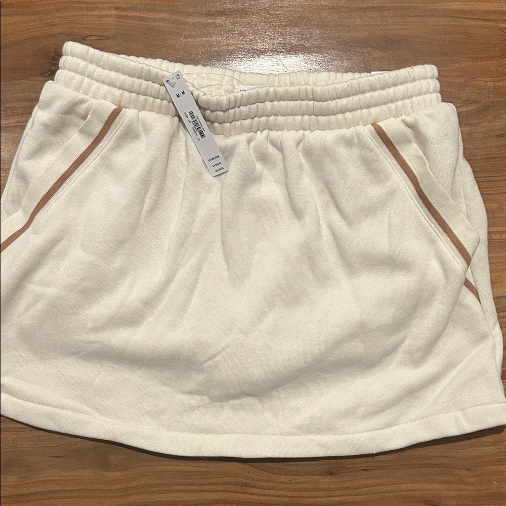 PINK Victoria's Secret Cream Mini Skirt with Brown Stripes